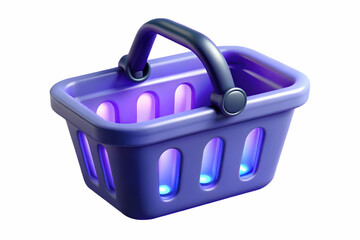 Futuristic Flat Cyber Monday Shopping Basket with Glowing Lines - Abstract Ecommerce Illustration for Digital Shopping Concepts