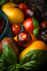 Assortment of different color tomatoes