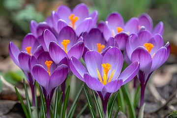 Vibrant Spring Crocus Flowers in Blooming Garden for Seasonal Designs