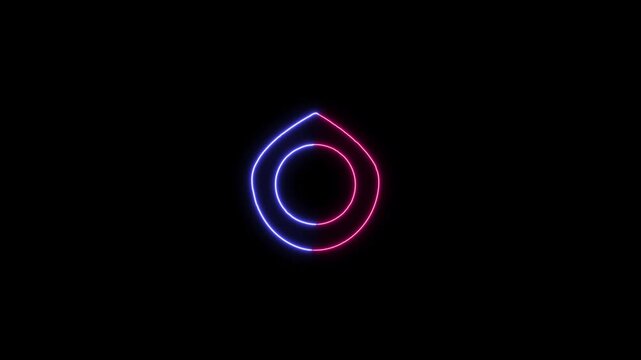 abstrack circle neon animation in black background