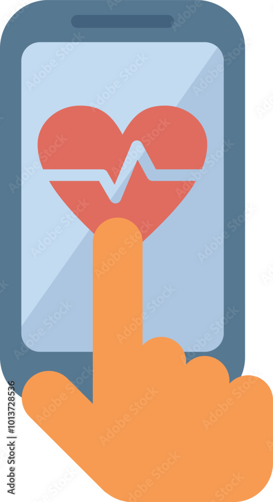 Poster hand using a mobile application for checking heart rate and monitoring health