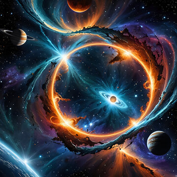 Abstraktion Kosmische Geschichten 1х1. Hintergrund f&uuml;r das Design 3.