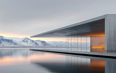 Fototapeta premium Minimalist modern architecture and spatial structure