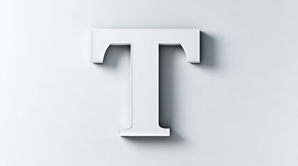A simple, bold, white 'T' on a white background.