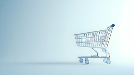 3D Minimalistic Shopping Cart on Plain Background with Cyber Monday Sale Banner � Focused Design for Eye-Catching Promotions