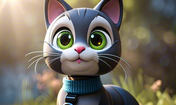 3d kitty cat cartoon character digital art