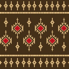 Indian ethnic tribal fabric patterns with a striking mandala design on a red background, ethnic by a classic black backdrop. This artwork highlights ethnic the vibrancy and fun of Indian art colors. 