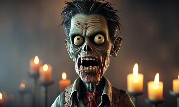 3d Halloween zombie cartoon character digital art