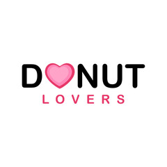 Donuts lovers logo vector illustration template