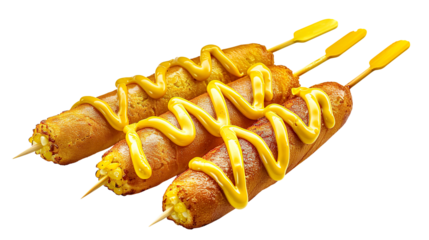 Corn Dog fast food isolated on transparent background, PNG