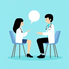 A doctor and a patient engage in conversation in a minimalist setting, emphasizing communication in healthcare.