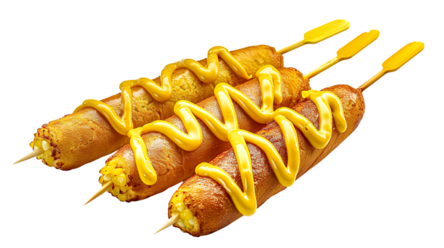Corn Dog fast food isolated on transparent background, PNG