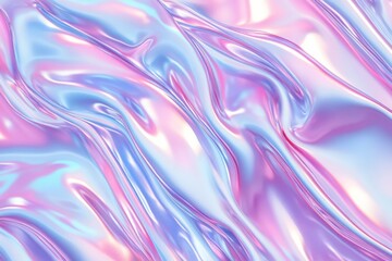Obraz premium Iridescent holographic wave texture with pastel colors
