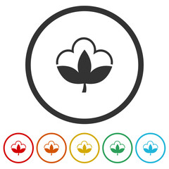Cotton Icon. Set icons in color circle buttons