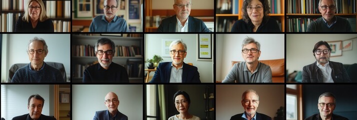 Obraz premium A diverse group of professionals are engaged in an online conference call, sharing insights and expertise from their respective fields. Generative AI