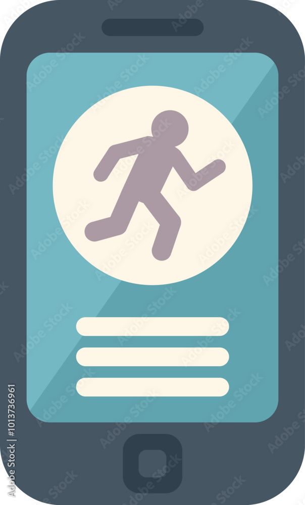 Poster smartphone is showing a running app interface tracking person activity with gps