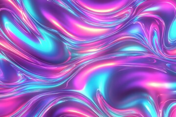 Obraz premium Vibrant holographic wave texture with neon colors