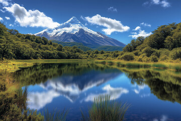 Fototapeta premium Majestic Mountain Reflection Scene