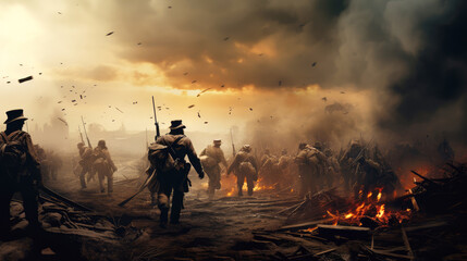 generated illustration of American civil war battle field.