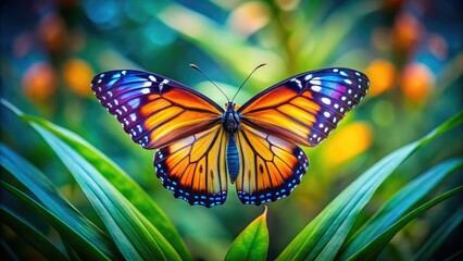 Fototapeta premium Delicate Butterfly Shaped Heart Design with Vibrant Colors Symbolizing Love and Nature's Beauty