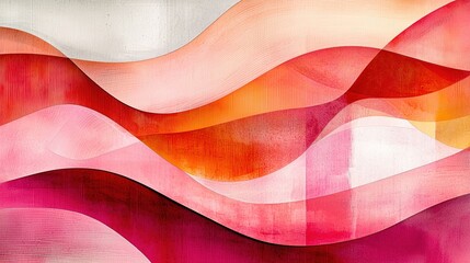 A painting of a wave with pink and orange colors. The painting has a sense of movement and energy, and the colors evoke a feeling of warmth and passion