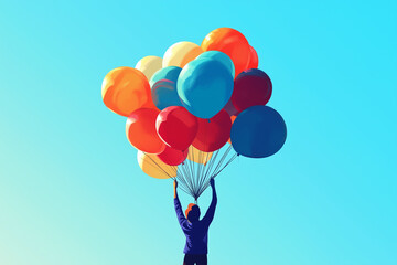 Colorful Balloons Against Blue Sky
