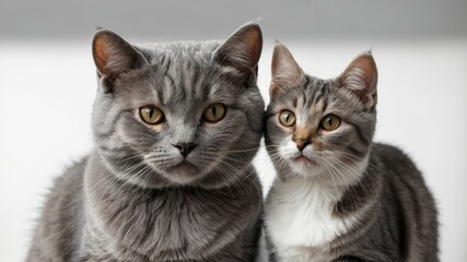 Obraz premium Close Up of cute kitten isolated on white background. British Lilac Shorthair kittens studio shoot on white background