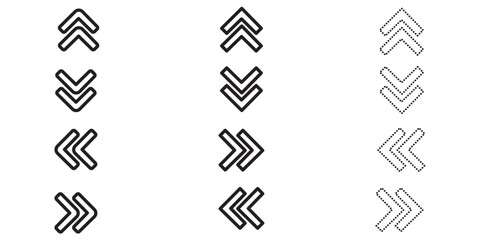swipe up set buttons symbols for social media, black arrows, scroll symbol isolated on a white background