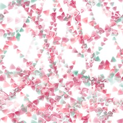 Multiple triangles seamless pattern. Garland of triangles. Summer green, dark pink and light coral colors with reflection on the white background. Hand drawn pattern for wrapping, textile, print.