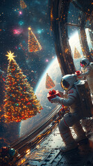 A space station orbiting a distant planet