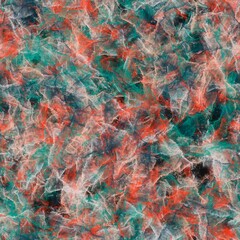 Abstract black, dark aquamarine, grapefruit red and pastel grey transparent brush strokes. Marble effect. Seamless hand drawn pattern.
