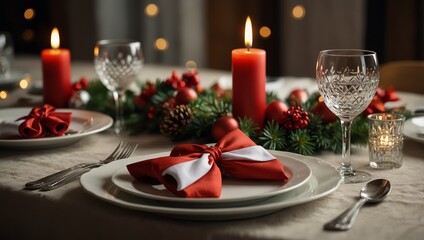 Table set for a party, Christmas table, decoration, Christmas table setting