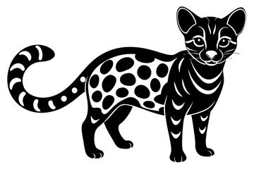 Margay Small Wild Cat Slender with Large Eyes Silhouette Vector Illustration