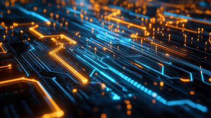 Abstract Technology Background with Glowing Circuit Board