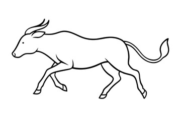 Exquisite Vector Art Showcasing a Wildebeest Running Wildly Through the African Savanna
