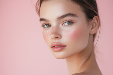 Fototapeta premium Soft Pink Portrait of a Young Woman