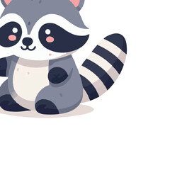 Obraz premium Cute Raccoon in Spring Animals Theme Vector Illustration on White Background