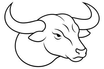 Buffalo Head in Profile Vector Outline Illustration Capturing Majestic Wildlife

