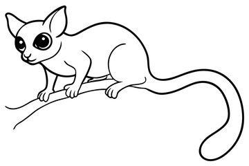 Adorable Vector Illustration Showcasing a Bush Baby Skillfully Climbing a Tree Branch
