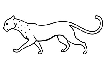 Cheetah Sprinting Vector Art Featuring Outlined Form and Extended Leg Action
