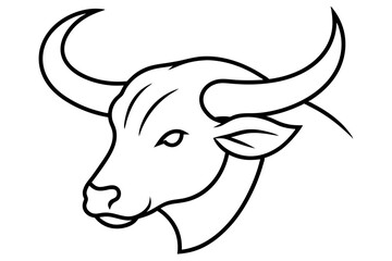 Artistic Profile View of Buffalo Head Vector Illustration for Wildlife Enthusiasts
