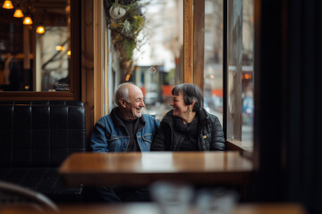 Fototapeta premium Joyful Moment in a Cozy Cafe
