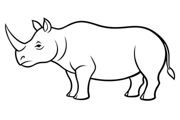 Powerful Rhino in Serene Stance Vector Illustration Capturing Strength and Grace of Wildlife
