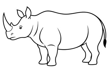 Majestic Rhino Standing Calmly Vector Illustration of a Powerful Creature in its Natural Habitat
