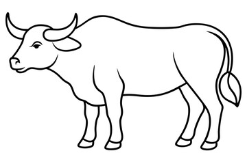 Full Body Outline of a Buffalo Standing Vector Illustration for Wildlife Art

