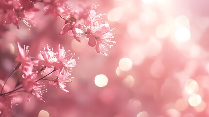 Fototapeta premium Colorful Bokeh Lights on flowers pink Background. Party, Holiday, Festival.