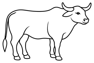 Vibrant Buffalo Standing Full Body Outline Vector Illustration for Graphic Design Projects

