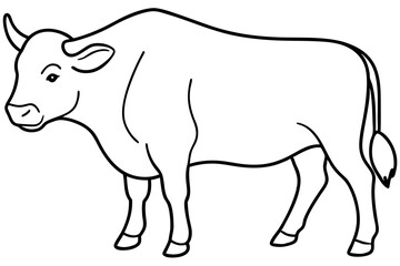 Majestic Buffalo Standing Full Body Outline Vector Illustration for Nature Lovers
