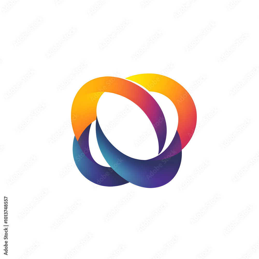 Fototapete the logo consists of a geometric style shape, with three connected circles on a solid background. th