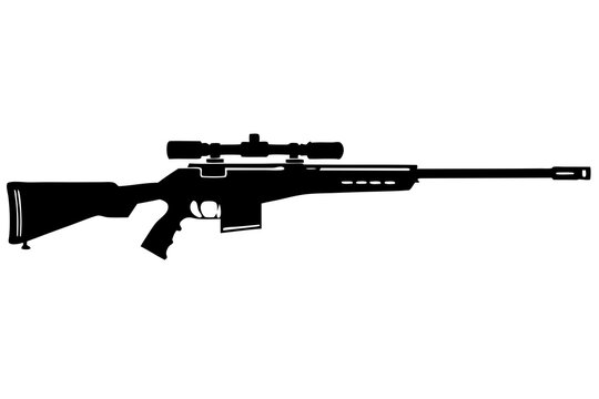black sniper rifle with scope clip art preview